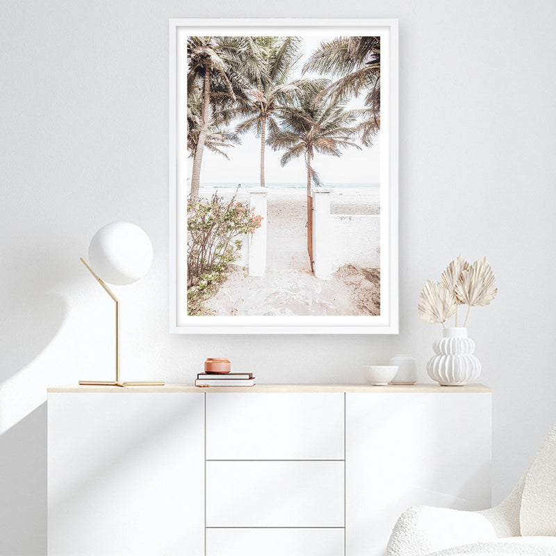 Shop Tropical Island Gate Photo Art Print a coastal themed photography wall art print from The Print Emporium wall artwork collection - Buy Australian made fine art poster and framed prints for the home and your interior decor, TPE-1241-AP