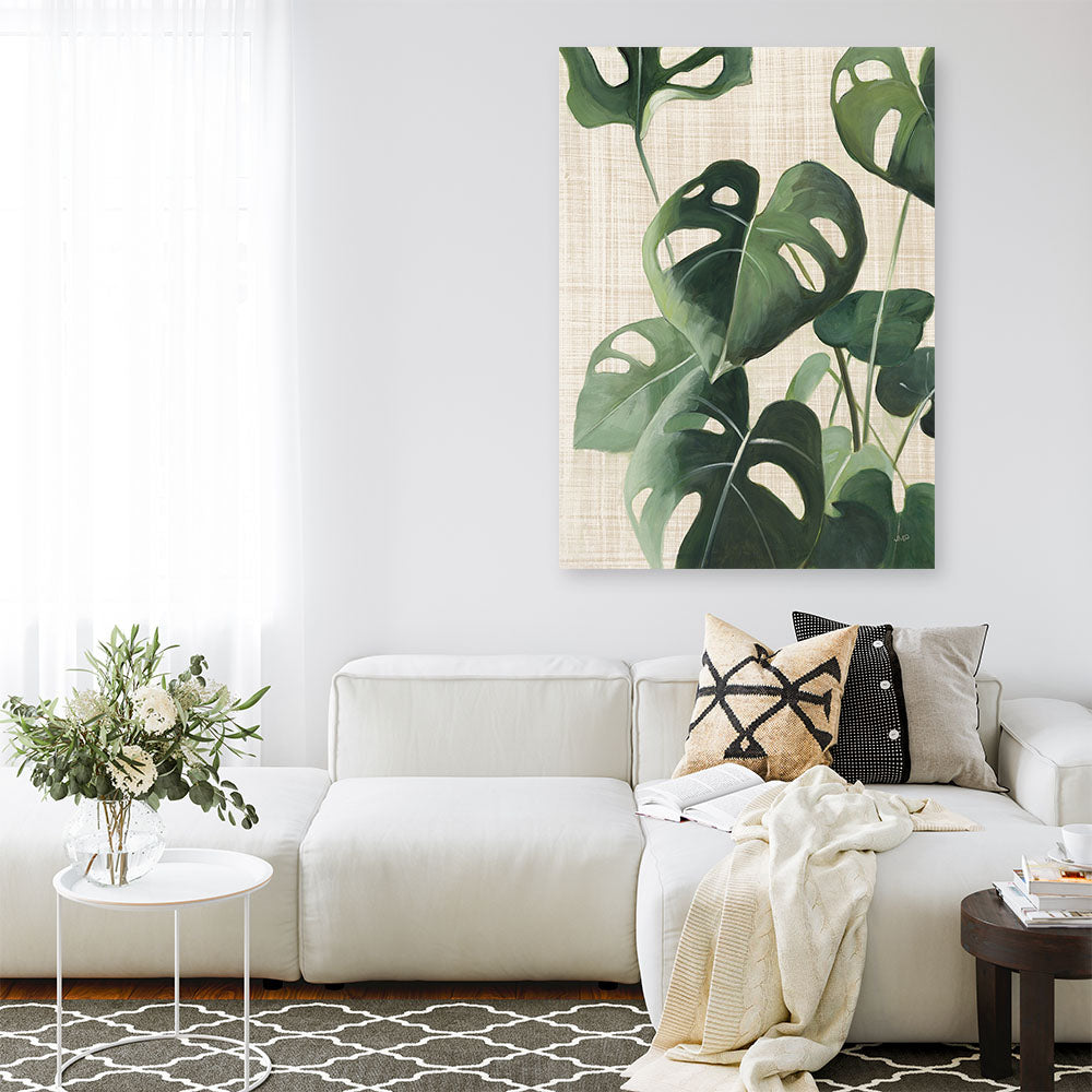 Shop Tropical Study IV Linen Canvas Print a painted style framed canvas wall art print from The Print Emporium artwork collection - Buy Australian made fine art painting style stretched canvas prints for the home and your interior decor space, TPE-WA-74489-CA-35X46-NF