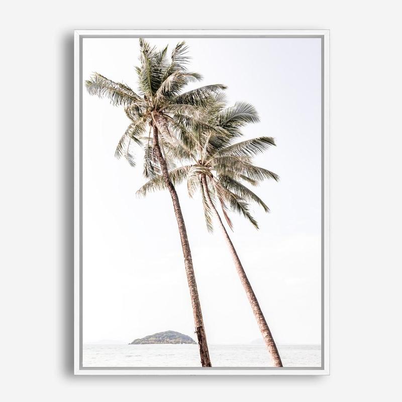 Shop Twin Palms Photo Canvas Print a coastal themed photography framed stretched canvas print from The Print Emporium wall artwork collection - Buy Australian made prints for the home and your interior decor space, TPE-1053-CA-35X46-NF