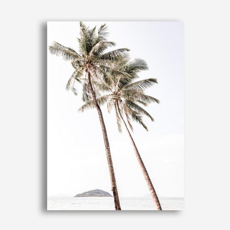 Shop Twin Palms Photo Canvas Print a coastal themed photography framed stretched canvas print from The Print Emporium wall artwork collection - Buy Australian made prints for the home and your interior decor space, TPE-1053-CA-35X46-NF