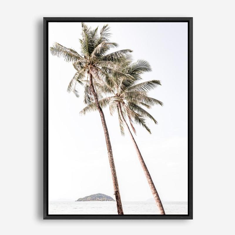 Shop Twin Palms Photo Canvas Print a coastal themed photography framed stretched canvas print from The Print Emporium wall artwork collection - Buy Australian made prints for the home and your interior decor space, TPE-1053-CA-35X46-NF