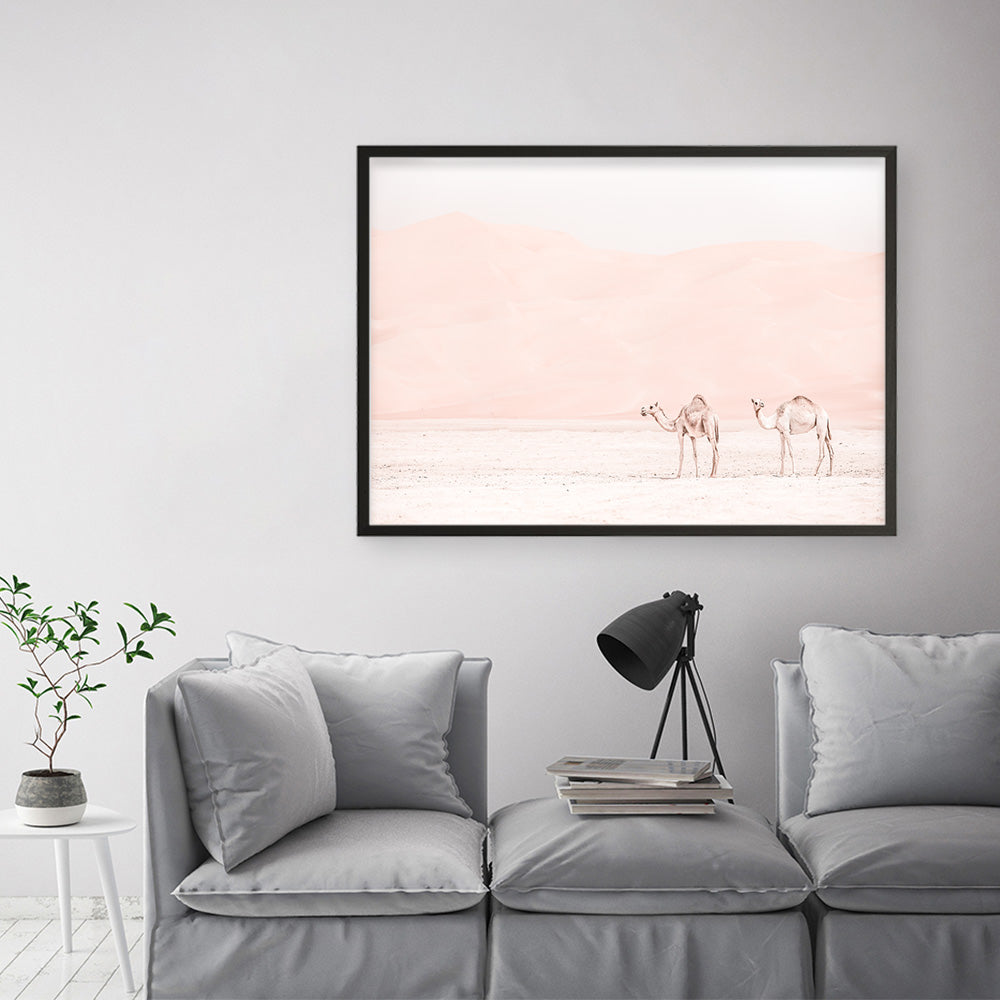 Shop Two Camels Photo Art Print a Moroccan desert boho themed photography wall art print from The Print Emporium wall artwork collection - Buy Australian made fine art poster and framed prints for the home and your interior decor room, TPE-832-AP