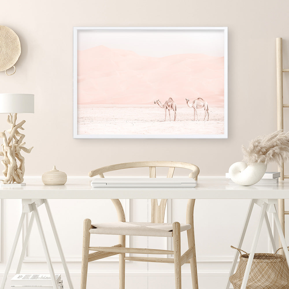 Shop Two Camels Photo Art Print a Moroccan desert boho themed photography wall art print from The Print Emporium wall artwork collection - Buy Australian made fine art poster and framed prints for the home and your interior decor room, TPE-832-AP