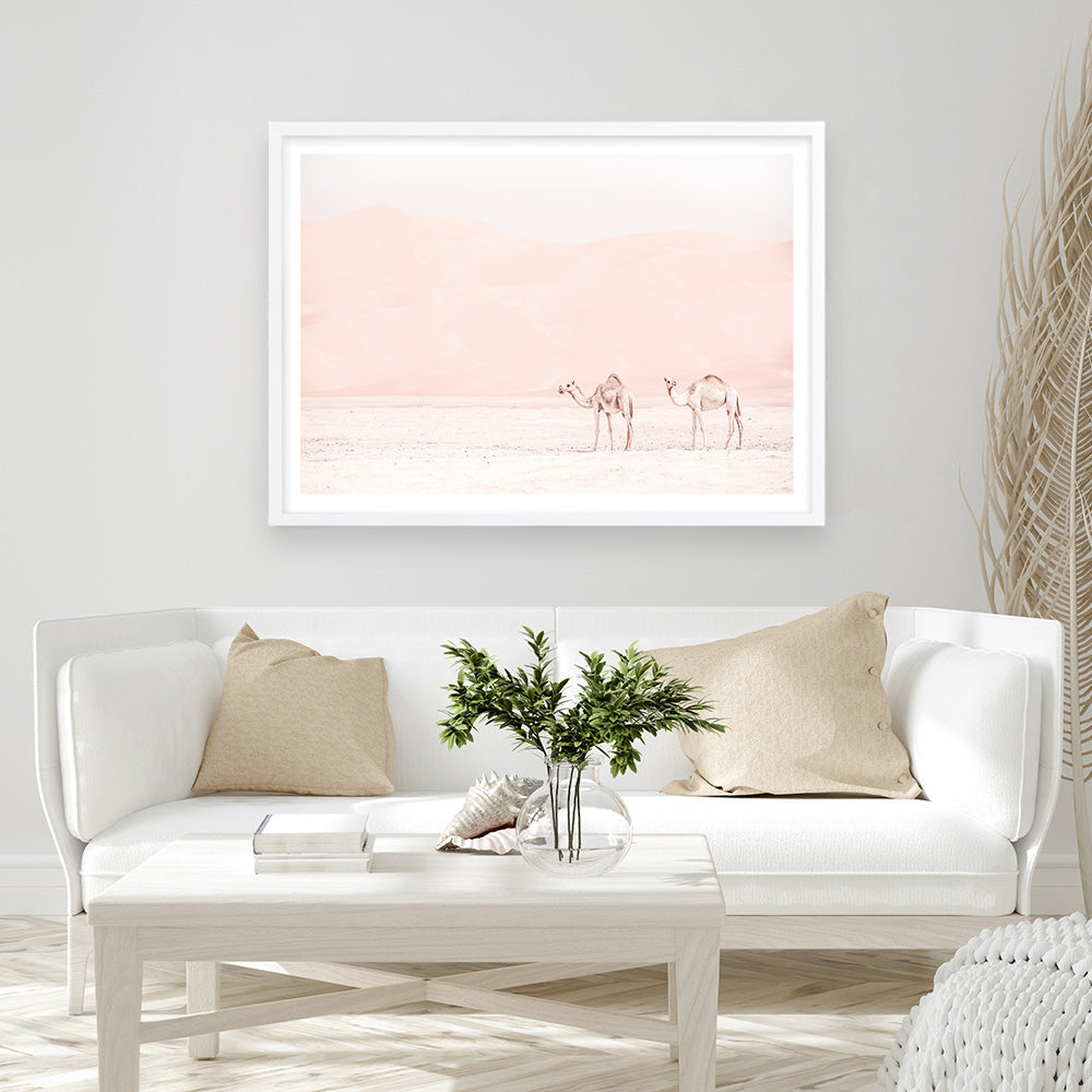 Shop Two Camels Photo Art Print a Moroccan desert boho themed photography wall art print from The Print Emporium wall artwork collection - Buy Australian made fine art poster and framed prints for the home and your interior decor room, TPE-832-AP