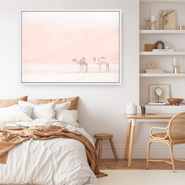 Shop Two Camels Photo Canvas Print a Moroccan desert boho themed photography framed stretched canvas print from The Print Emporium wall artwork collection - Buy Australian made prints for the home and your interior decor space, TPE-832-CA-35X46-NF