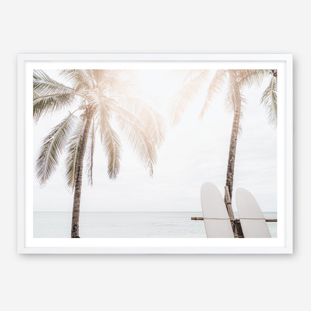 Shop Two Surfboards Photo Art Print a coastal themed photography wall art print from The Print Emporium wall artwork collection - Buy Australian made fine art poster and framed prints for the home and your interior decor, TPE-1199-AP