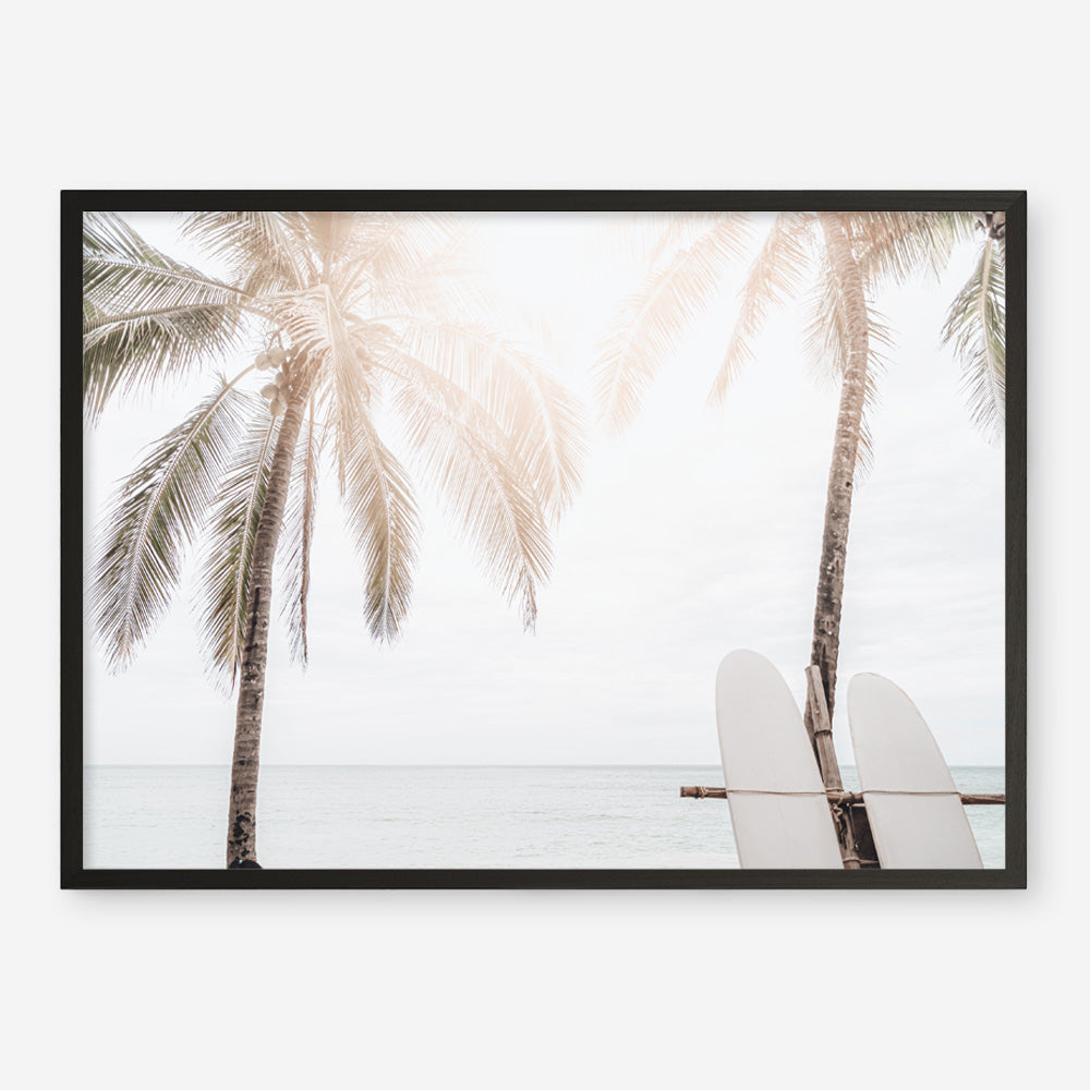 Shop Two Surfboards Photo Art Print a coastal themed photography wall art print from The Print Emporium wall artwork collection - Buy Australian made fine art poster and framed prints for the home and your interior decor, TPE-1199-AP