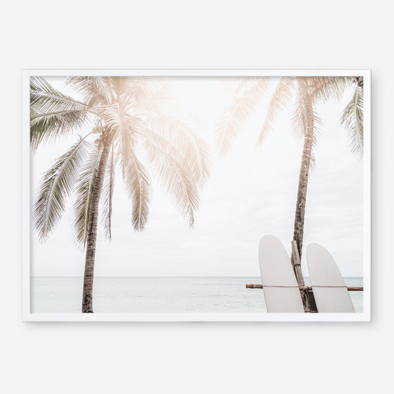 Shop Two Surfboards Photo Art Print a coastal themed photography wall art print from The Print Emporium wall artwork collection - Buy Australian made fine art poster and framed prints for the home and your interior decor, TPE-1199-AP