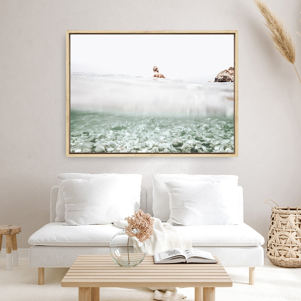 Shop Underwater Horizon Photo Canvas Print a coastal themed photography framed stretched canvas print from The Print Emporium wall artwork collection - Buy Australian made prints for the home and your interior decor space, TPE-1163-CA-35X46-NF