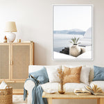 Shop View From Santorini Photo Canvas Print a coastal themed photography framed stretched canvas print from The Print Emporium wall artwork collection - Buy Australian made prints for the home and your interior decor space, TPE-1298-CA-35X46-NF