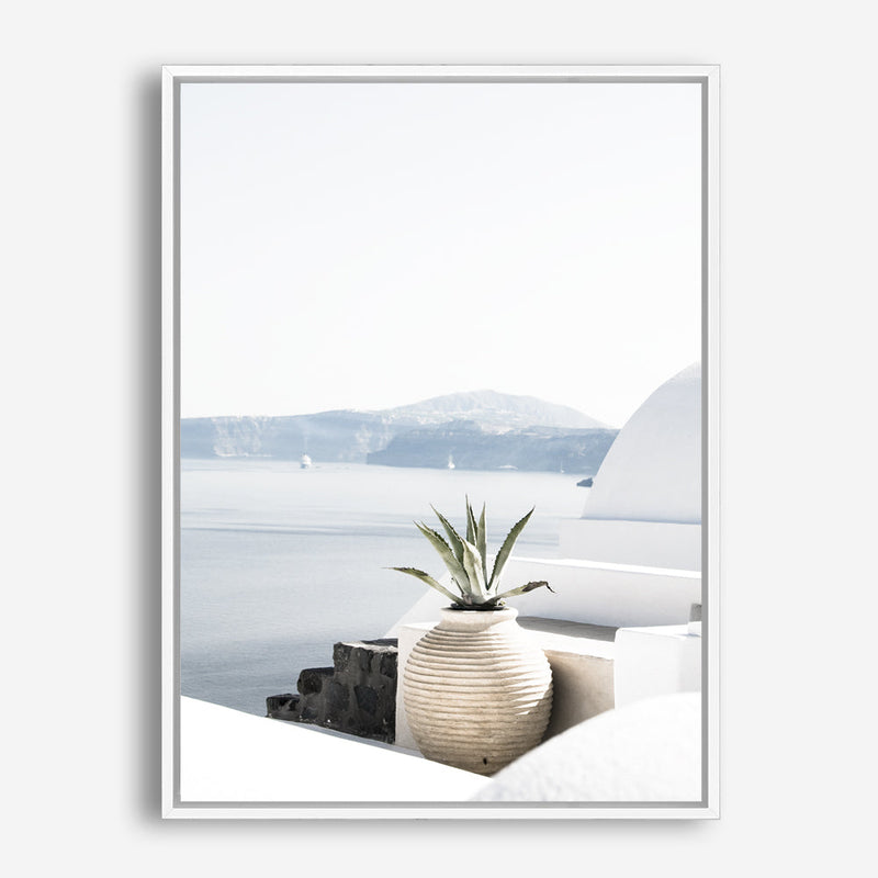 Shop View From Santorini Photo Canvas Print a coastal themed photography framed stretched canvas print from The Print Emporium wall artwork collection - Buy Australian made prints for the home and your interior decor space, TPE-1298-CA-35X46-NF
