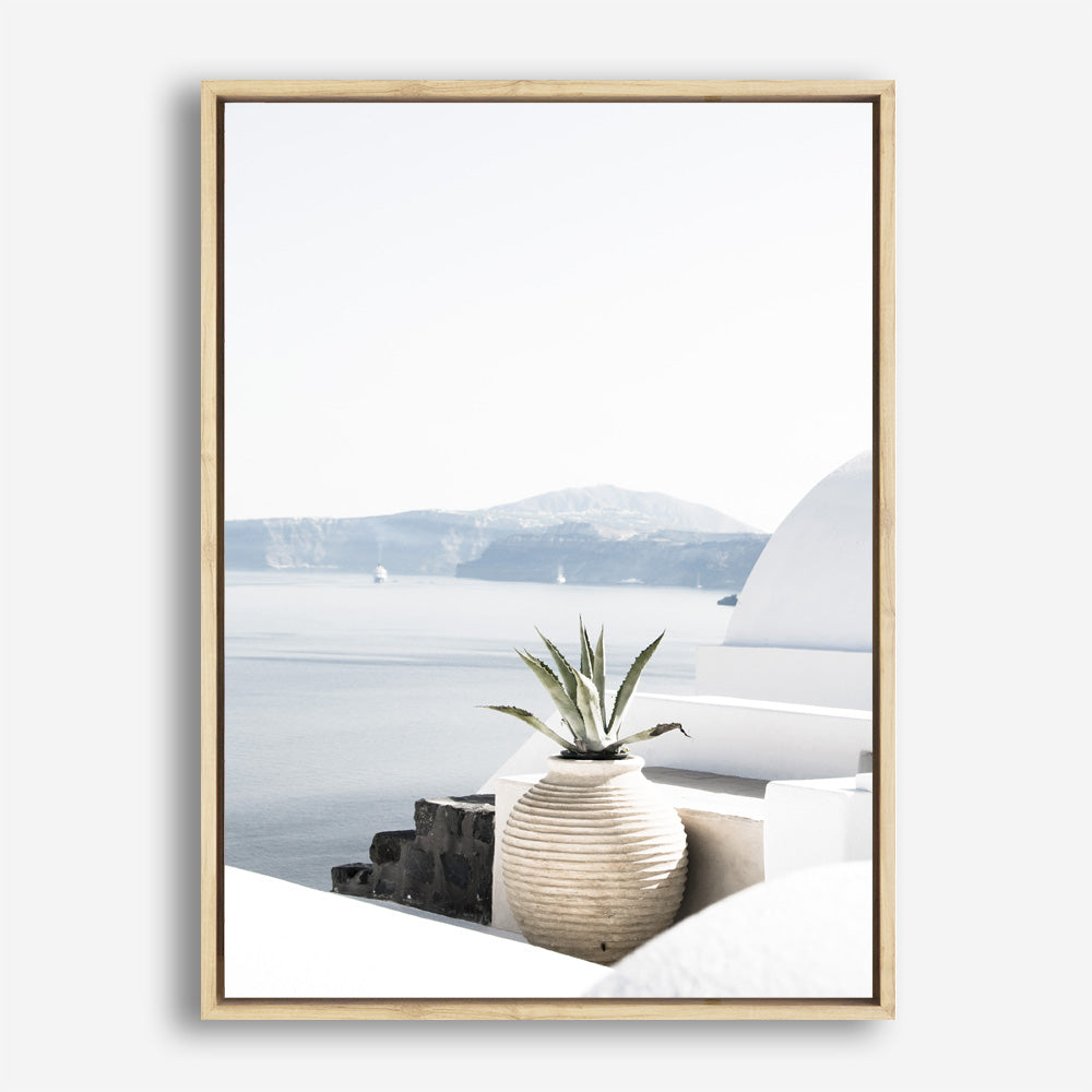 Shop View From Santorini Photo Canvas Print a coastal themed photography framed stretched canvas print from The Print Emporium wall artwork collection - Buy Australian made prints for the home and your interior decor space, TPE-1298-CA-35X46-NF