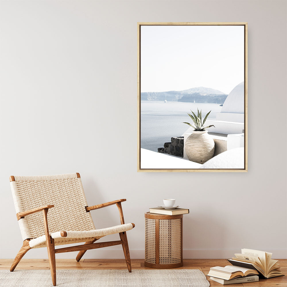 Shop View From Santorini Photo Canvas Print a coastal themed photography framed stretched canvas print from The Print Emporium wall artwork collection - Buy Australian made prints for the home and your interior decor space, TPE-1298-CA-35X46-NF