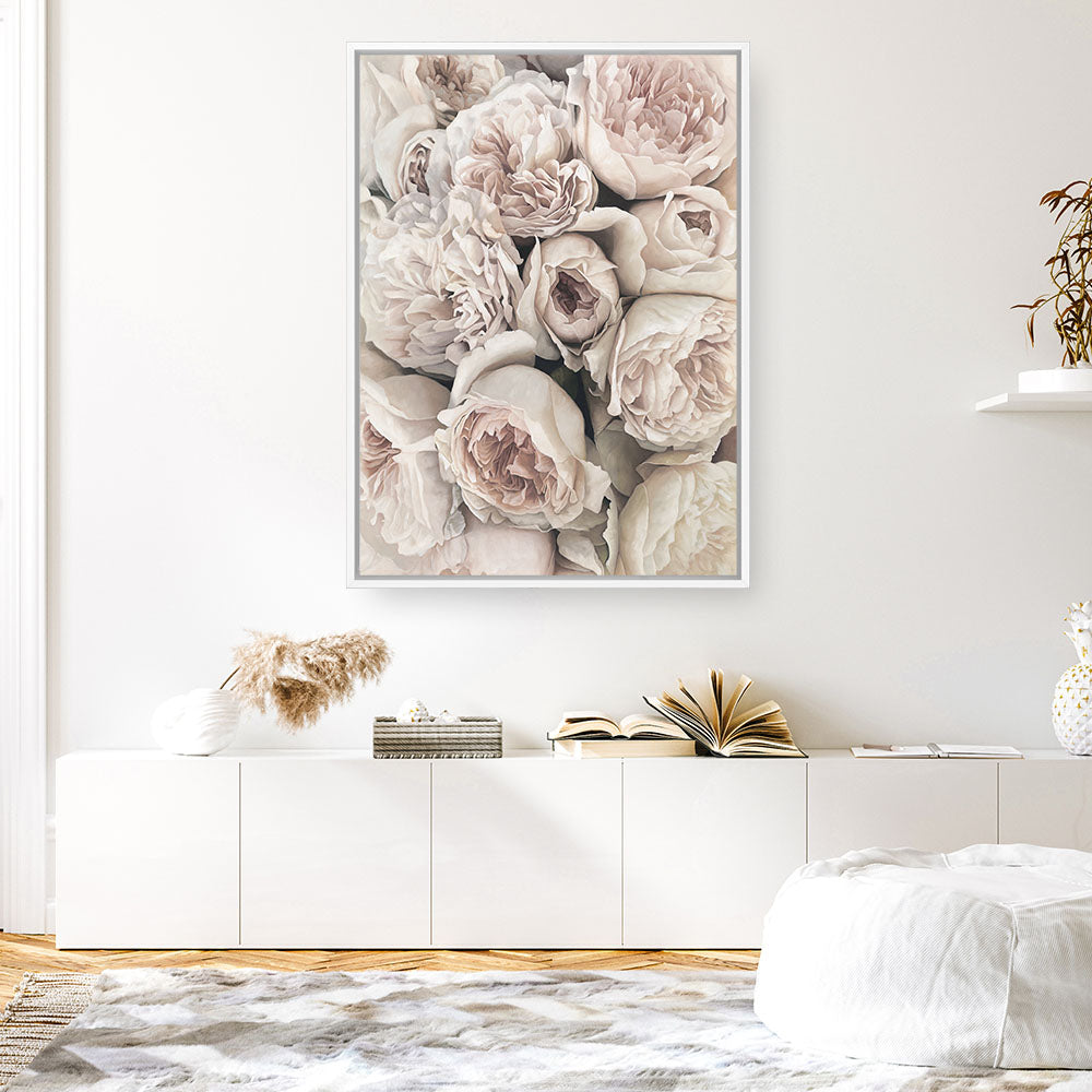 Shop Vintage Peonies II Canvas Print a floral themed painted framed canvas wall art print from The Print Emporium artwork collection - Buy Australian made fine art painting style stretched canvas prints for the home and your interior decor space, TPE-347-CA-35X46-NF