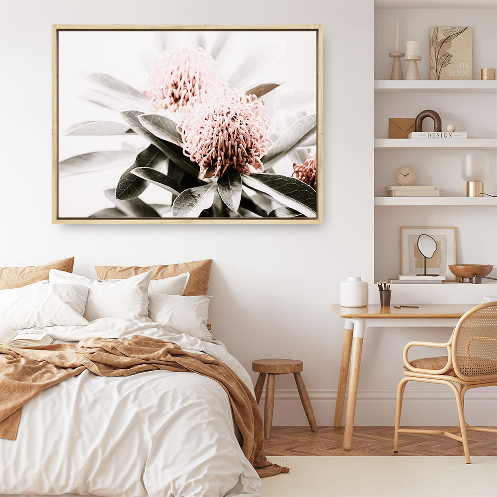 Shop Waratah Flowers Photo Canvas Print a floral themed photography framed stretched canvas print from The Print Emporium wall artwork collection - Buy Australian made prints for the home and your interior decor space, TPE-538-CA-35X46-NF