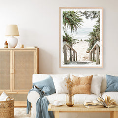 Shop Wategos Beach I Photo Art Print a coastal themed photography wall art print from The Print Emporium wall artwork collection - Buy Australian made fine art poster and framed prints for the home and your interior decor, TPE-952-AP, NATURAL OAK