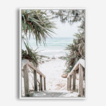 Shop Wategos Beach I Photo Canvas Print a coastal themed photography framed stretched canvas print from The Print Emporium wall artwork collection - Buy Australian made prints for the home and your interior decor space, TPE-952-CA-35X46-NF