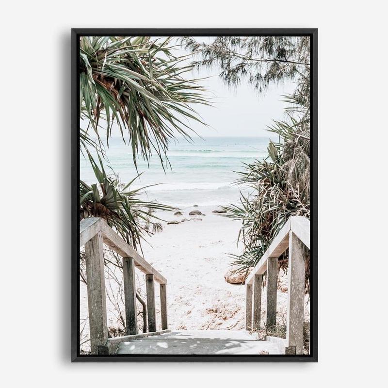 Shop Wategos Beach I Photo Canvas Print a coastal themed photography framed stretched canvas print from The Print Emporium wall artwork collection - Buy Australian made prints for the home and your interior decor space, TPE-952-CA-35X46-NF