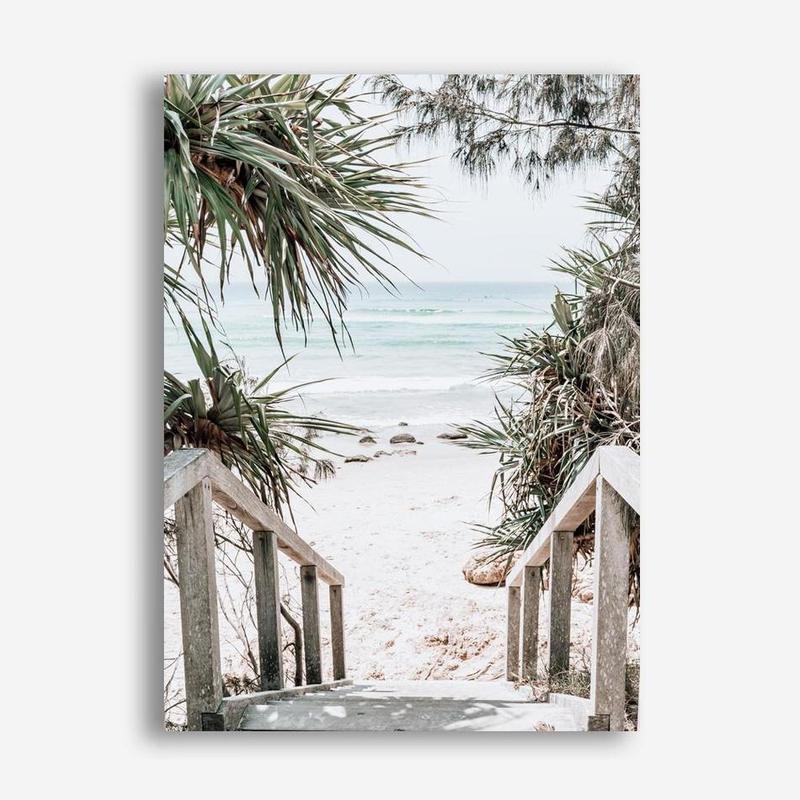 Shop Wategos Beach I Photo Canvas Print a coastal themed photography framed stretched canvas print from The Print Emporium wall artwork collection - Buy Australian made prints for the home and your interior decor space, TPE-952-CA-35X46-NF