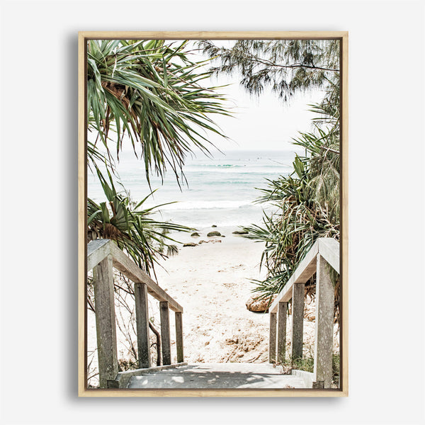Shop Wategos Beach I Photo Canvas Print a coastal themed photography framed stretched canvas print from The Print Emporium wall artwork collection - Buy Australian made prints for the home and your interior decor space, TPE-952-CA-35X46-NF