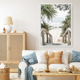 Shop Wategos Beach I Photo Canvas Print a coastal themed photography framed stretched canvas print from The Print Emporium wall artwork collection - Buy Australian made prints for the home and your interior decor space, TPE-952-CA-35X46-NF