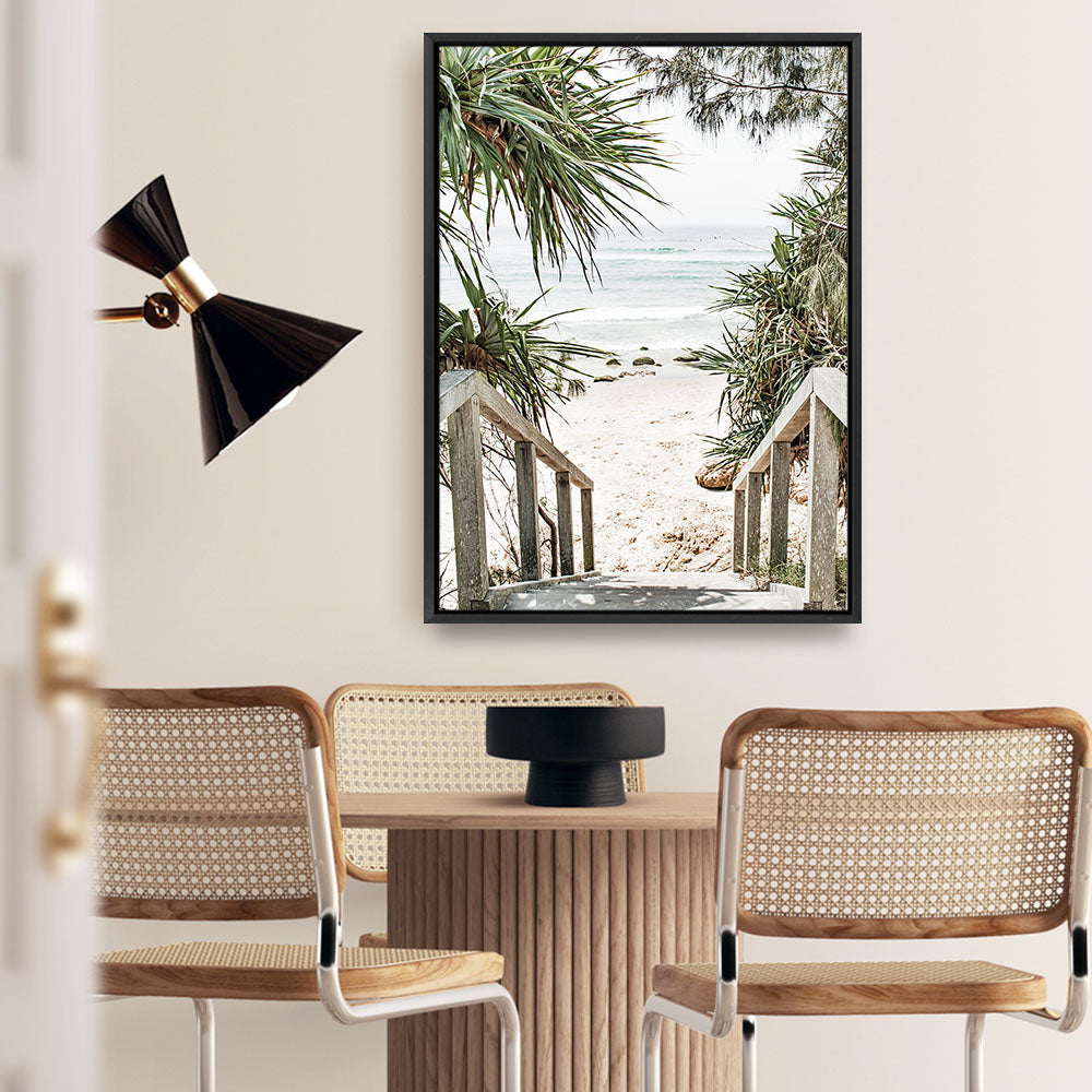 Shop Wategos Beach I Photo Canvas Print a coastal themed photography framed stretched canvas print from The Print Emporium wall artwork collection - Buy Australian made prints for the home and your interior decor space, TPE-952-CA-35X46-NF