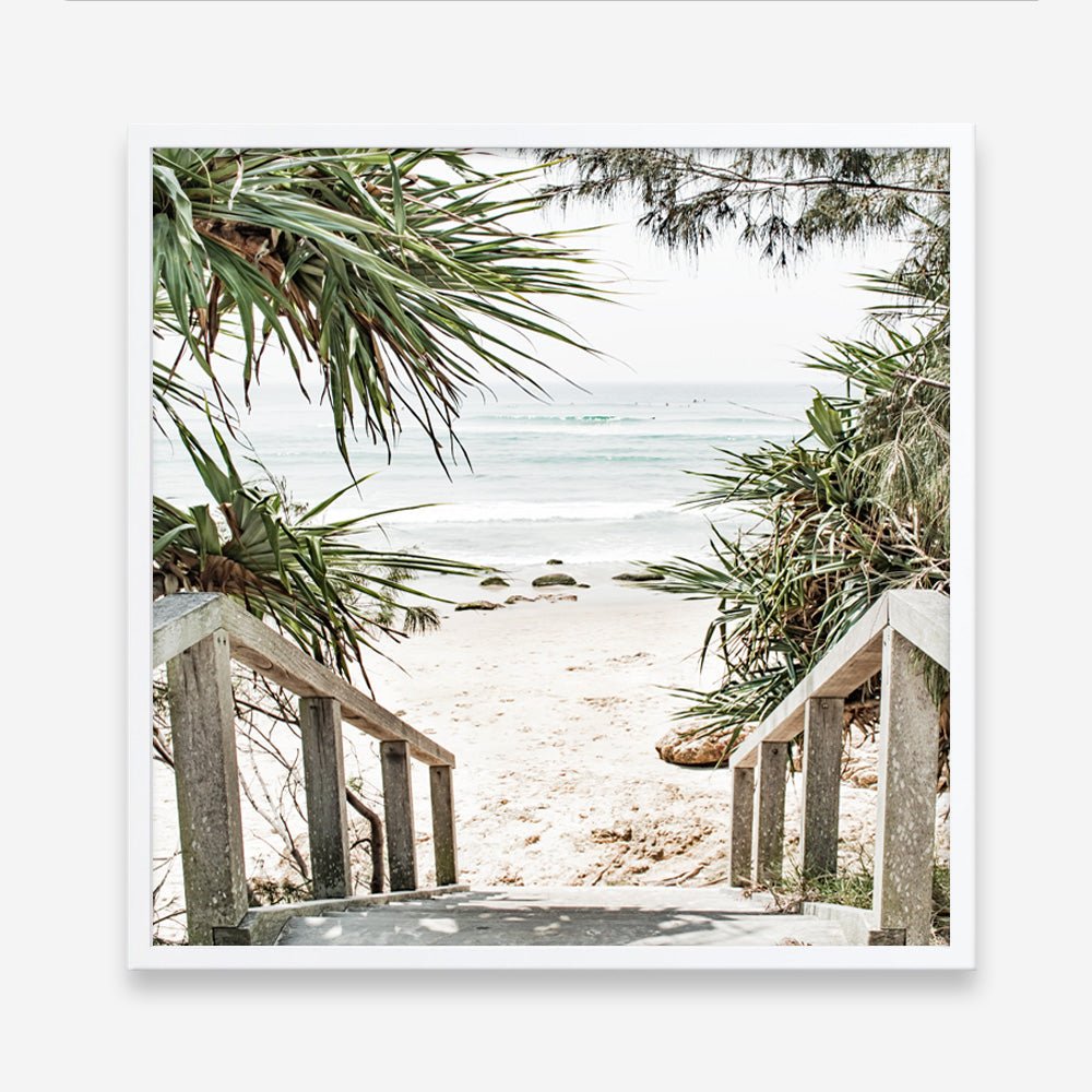 Shop Wategos Beach I (Square) Photo Art Print a coastal themed photography wall art print from The Print Emporium wall artwork collection - Buy Australian made fine art poster and framed prints for the home and your interior decor, TPE-965-AP