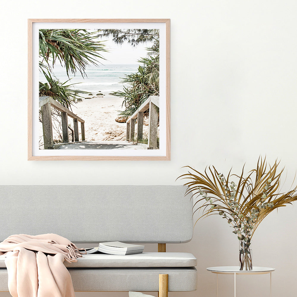 Shop Wategos Beach I (Square) Photo Art Print a coastal themed photography wall art print from The Print Emporium wall artwork collection - Buy Australian made fine art poster and framed prints for the home and your interior decor, TPE-965-AP