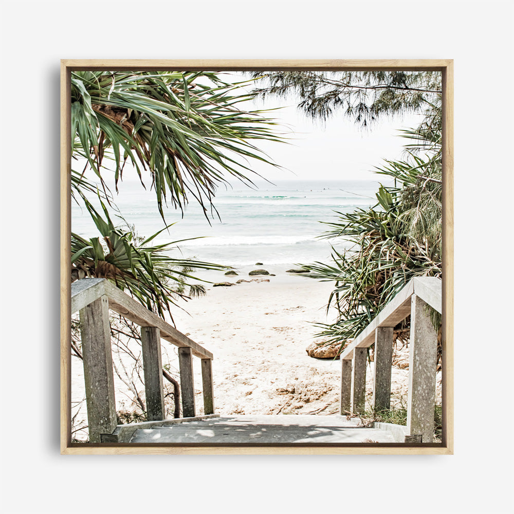 Shop Wategos Beach I (Square) Photo Canvas a coastal themed photography framed stretched canvas print from The Print Emporium wall artwork collection - Buy Australian made prints for the home and your interior decor space, TPE-965-CA-40X40-NF