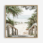 Shop Wategos Beach I (Square) Photo Canvas a coastal themed photography framed stretched canvas print from The Print Emporium wall artwork collection - Buy Australian made prints for the home and your interior decor space, TPE-965-CA-40X40-NF