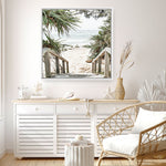 Shop Wategos Beach I (Square) Photo Canvas a coastal themed photography framed stretched canvas print from The Print Emporium wall artwork collection - Buy Australian made prints for the home and your interior decor space, TPE-965-CA-40X40-NF