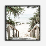 Shop Wategos Beach I (Square) Photo Canvas a coastal themed photography framed stretched canvas print from The Print Emporium wall artwork collection - Buy Australian made prints for the home and your interior decor space, TPE-965-CA-40X40-NF