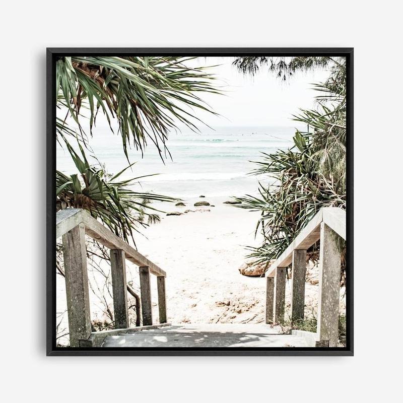 Shop Wategos Beach I (Square) Photo Canvas a coastal themed photography framed stretched canvas print from The Print Emporium wall artwork collection - Buy Australian made prints for the home and your interior decor space, TPE-965-CA-40X40-NF