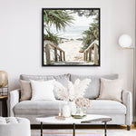 Shop Wategos Beach I (Square) Photo Canvas a coastal themed photography framed stretched canvas print from The Print Emporium wall artwork collection - Buy Australian made prints for the home and your interior decor space, TPE-965-CA-40X40-NF