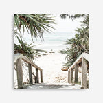 Shop Wategos Beach I (Square) Photo Canvas a coastal themed photography framed stretched canvas print from The Print Emporium wall artwork collection - Buy Australian made prints for the home and your interior decor space, TPE-965-CA-40X40-NF
