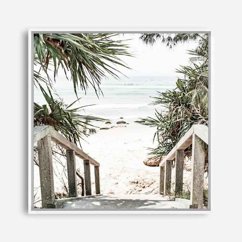 Shop Wategos Beach I (Square) Photo Canvas a coastal themed photography framed stretched canvas print from The Print Emporium wall artwork collection - Buy Australian made prints for the home and your interior decor space, TPE-965-CA-40X40-NF