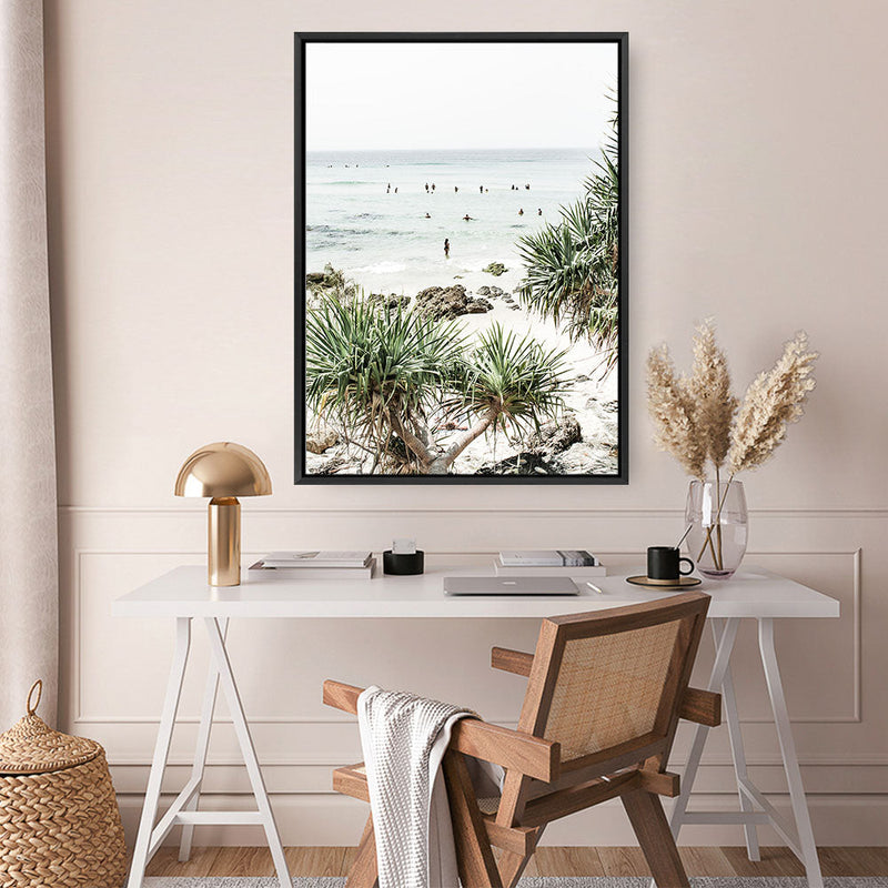 Shop Wategos Beach II Photo Canvas Print a coastal themed photography framed stretched canvas print from The Print Emporium wall artwork collection - Buy Australian made prints for the home and your interior decor space, TPE-954-CA-35X46-NF
