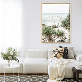 Shop Wategos Beach II Photo Canvas Print a coastal themed photography framed stretched canvas print from The Print Emporium wall artwork collection - Buy Australian made prints for the home and your interior decor space, TPE-954-CA-35X46-NF