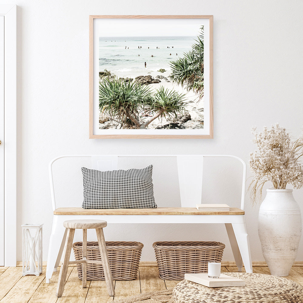 Shop Wategos Beach II (Square) Photo Art Print a coastal themed photography wall art print from The Print Emporium wall artwork collection - Buy Australian made fine art poster and framed prints for the home and your interior decor, TPE-966-AP