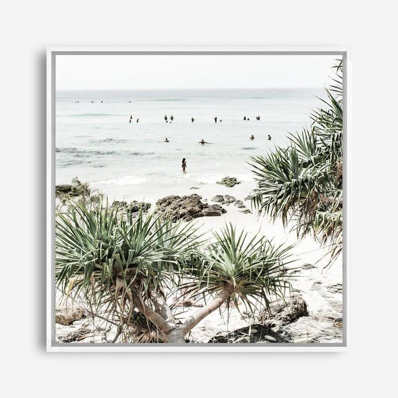 Shop Wategos Beach II (Square) Photo Canvas a coastal themed photography framed stretched canvas print from The Print Emporium wall artwork collection - Buy Australian made prints for the home and your interior decor space, TPE-966-CA-40X40-NF