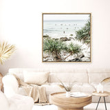 Shop Wategos Beach II (Square) Photo Canvas a coastal themed photography framed stretched canvas print from The Print Emporium wall artwork collection - Buy Australian made prints for the home and your interior decor space, TPE-966-CA-40X40-NF