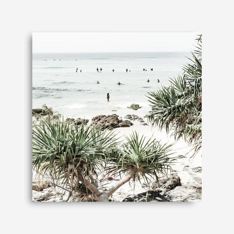 Shop Wategos Beach II (Square) Photo Canvas a coastal themed photography framed stretched canvas print from The Print Emporium wall artwork collection - Buy Australian made prints for the home and your interior decor space, TPE-966-CA-40X40-NF