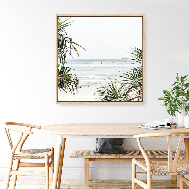 Shop Wategos Beach III (Square) Photo Canvas a coastal themed photography framed stretched canvas print from The Print Emporium wall artwork collection - Buy Australian made prints for the home and your interior decor space, TPE-967-CA-40X40-NF