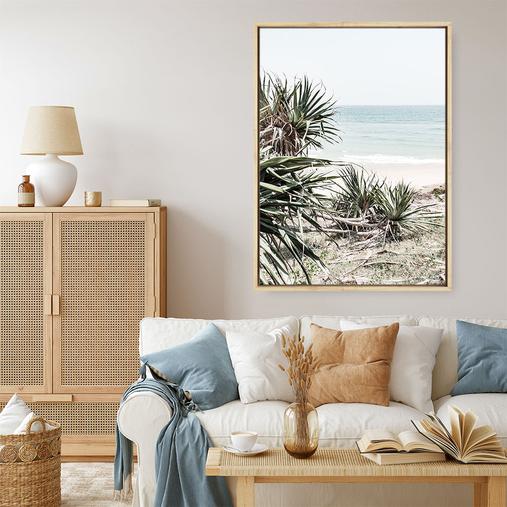 Shop Wategos Beach IV Photo Canvas Print a coastal themed photography framed stretched canvas print from The Print Emporium wall artwork collection - Buy Australian made prints for the home and your interior decor space, TPE-978-CA-35X46-NF