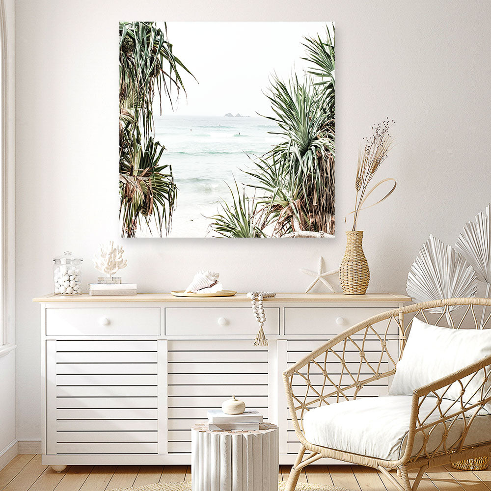 Shop Wategos Views (Square) Photo Canvas a coastal themed photography framed stretched canvas print from The Print Emporium wall artwork collection - Buy Australian made prints for the home and your interior decor space, TPE-969-CA-40X40-NF