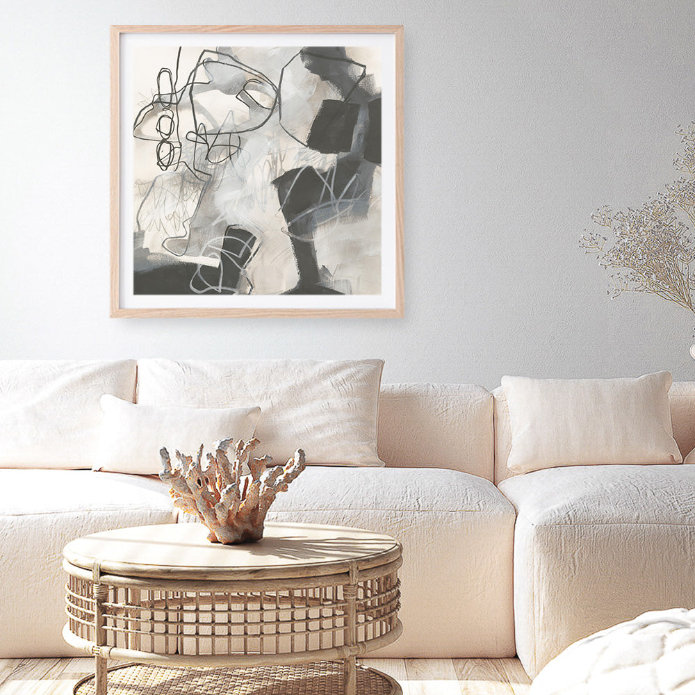 Shop Whats Happening II Neutral (Square) Art Print a painted abstract themed wall art print from The Print Emporium wall artwork collection - Buy Australian made fine art painting style poster and framed prints for the home and your interior decor room, TPE-WA-59009-AP