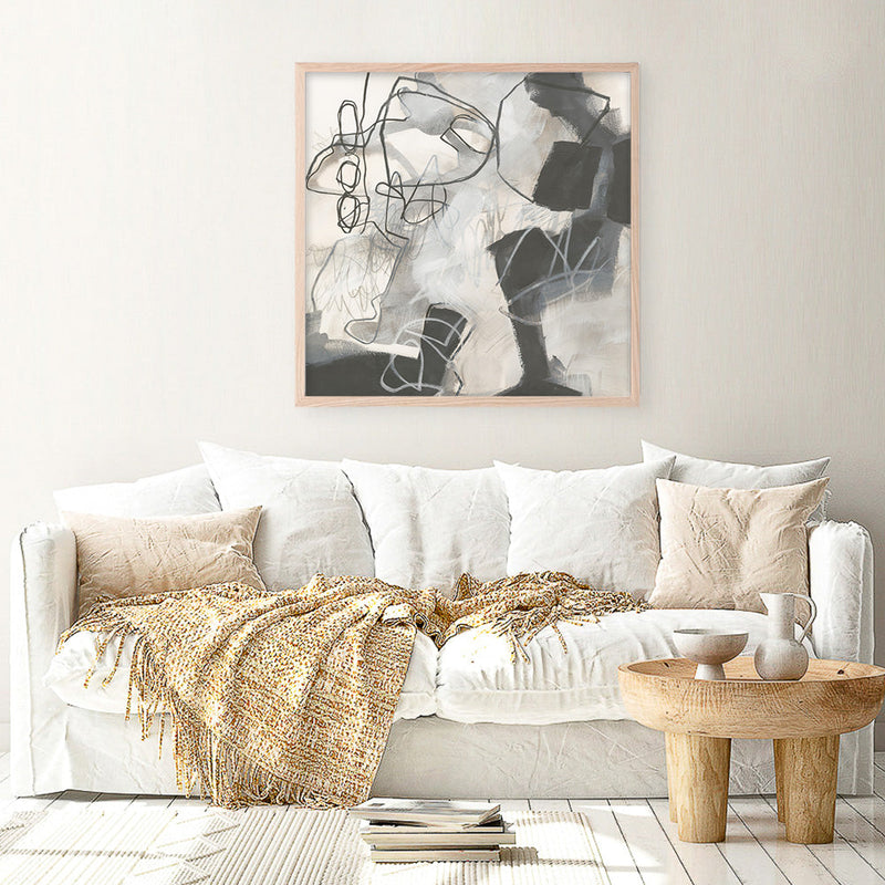 Shop Whats Happening II Neutral (Square) Art Print a painted abstract themed wall art print from The Print Emporium wall artwork collection - Buy Australian made fine art painting style poster and framed prints for the home and your interior decor room, TPE-WA-59009-AP