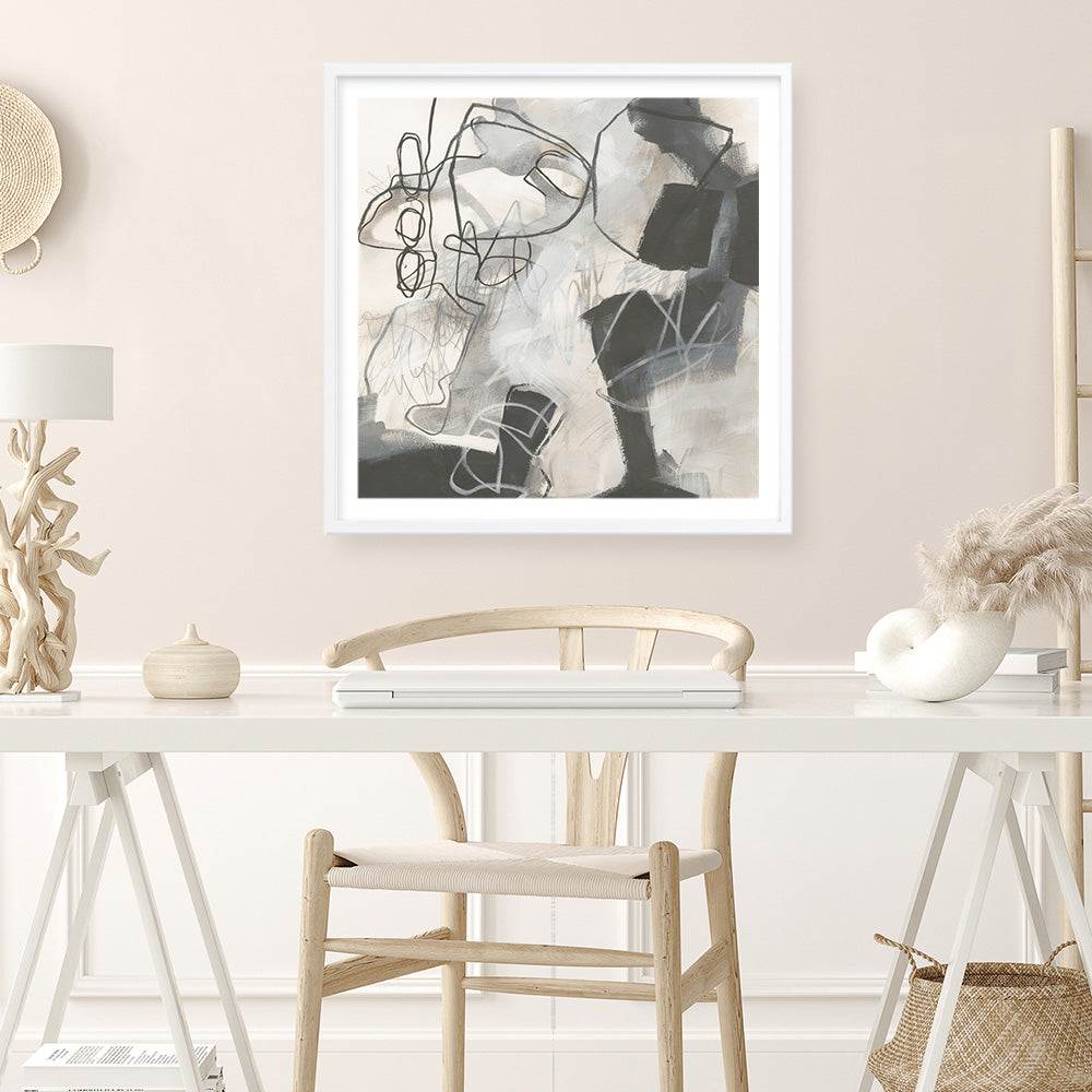 Shop Whats Happening II Neutral (Square) Art Print a painted abstract themed wall art print from The Print Emporium wall artwork collection - Buy Australian made fine art painting style poster and framed prints for the home and your interior decor room, TPE-WA-59009-AP