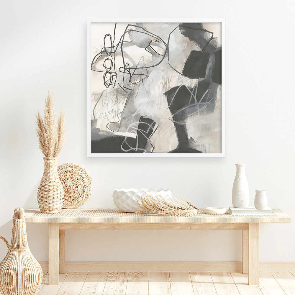 Shop Whats Happening II Neutral (Square) Art Print a painted abstract themed wall art print from The Print Emporium wall artwork collection - Buy Australian made fine art painting style poster and framed prints for the home and your interior decor room, TPE-WA-59009-AP
