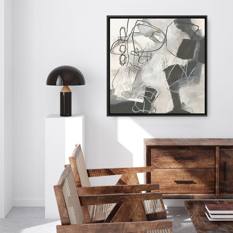 Shop Whats Happening II Neutral (Square) Canvas Print a painted abstract themed framed canvas wall art print from The Print Emporium artwork collection - Buy Australian made fine art painting style stretched canvas prints for the home and your interior decor space, TPE-WA-59009-CA-40X40-NF